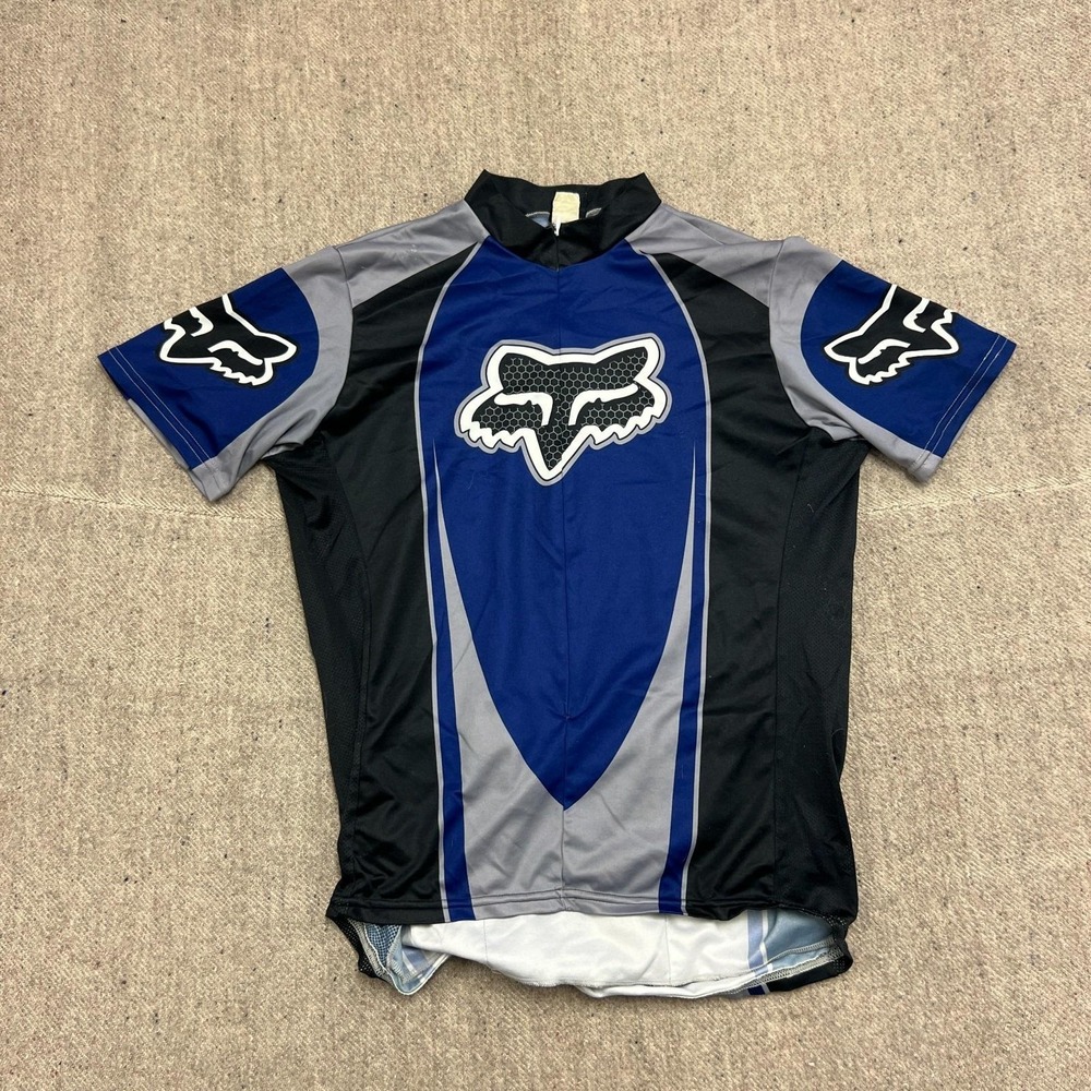 Vintage Fox Racing Cycling Jersey Mens Medium‎ Blue 1990s Short Sleeve